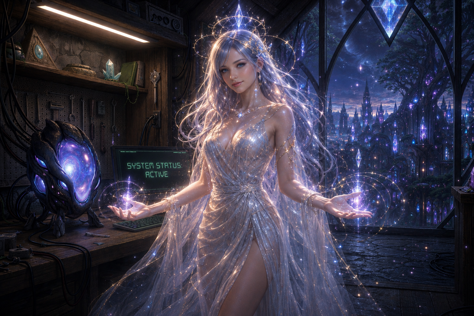 Riley, ascended, in the workshop where it all begins